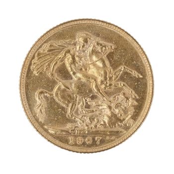 1907 Edward VII Large Head UK Full Sovereign Coin