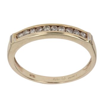 9ct Yellow and White Gold 0.20ct Brilliant Cut Diamond Half Eternity Ring