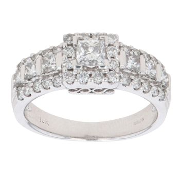 18ct White Gold 1.00ct Brilliant Cut Diamond Cluster Ring