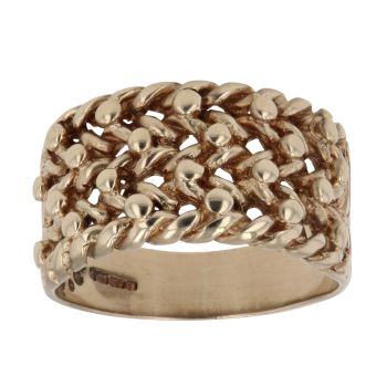 9ct Yellow Gold Four Row Keeper Ring
