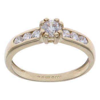 9ct Yellow Gold Cubic Zirconia Solitaire Ring