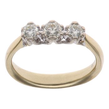 18ct Yellow Gold 0.33ct Brilliant Cut Diamond Trilogy Ring