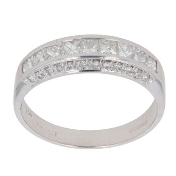 18ct White Gold 1.00ct Princess and Brilliant Cut Diamond Eternity Ring
