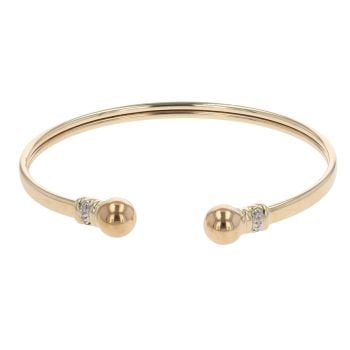 9ct Yellow Gold 0.05ct Diamond Torque Bangle