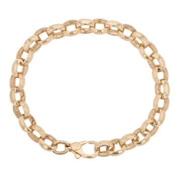 9ct Yellow Gold Patterned and Plain Belcher Bracelet 8.5"