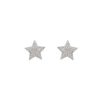 Sterling Silver Pavé Cubic Zirconia Star Stud Earrings