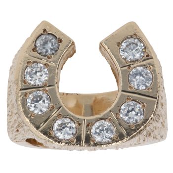 9ct Yellow Gold Cubic Zirconia Horseshoe Patterned Ring