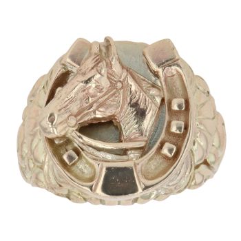 9ct Yellow Gold Patterned Horseshoe Ring
