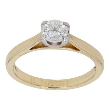 18ct Yellow Gold 0.51ct Flower Cut Diamond Solitaire Ring