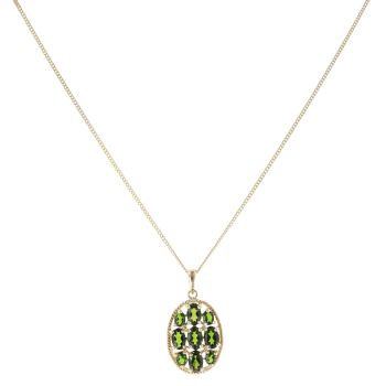9ct Yellow Gold Diopside Pendant and Chain 18"