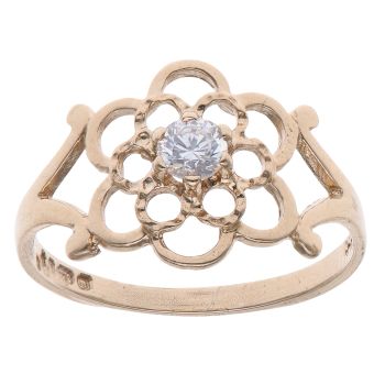 9ct Yellow Gold Cubic Zirconia Single Stone Ring