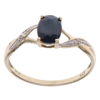 9ct Yellow Gold 0.01ct Diamond and Sapphire Single Stone Ring