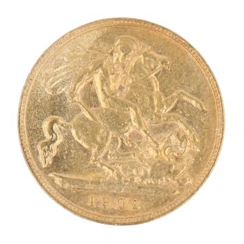 1902 Edward VII Large Head UK Half Sovereign Coin