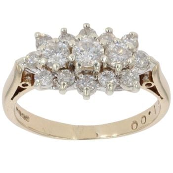 9ct Yellow Gold 1.00ct Brilliant Cut Diamond Cluster Ring