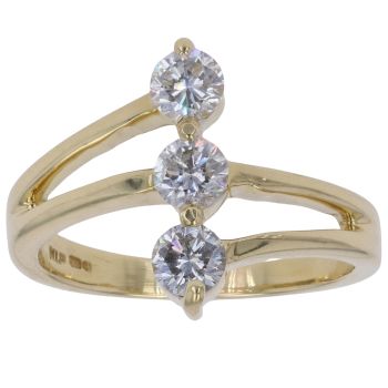 18ct Yellow Gold 0.85ct Brilliant Cut Diamond Fancy Trilogy Ring