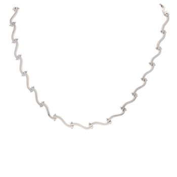 9ct White Gold Fancy Wave Collarette 18"