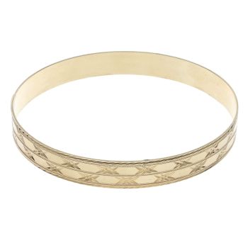 9ct Yellow Gold Patterned Star Bangle