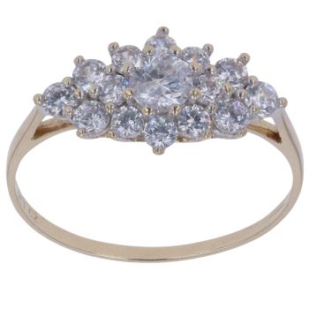 9ct Yellow Gold Cubic Zirconia Cluster Ring