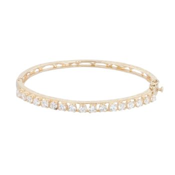 9ct Yellow Gold Cubic Zirconia Patterned Bangle