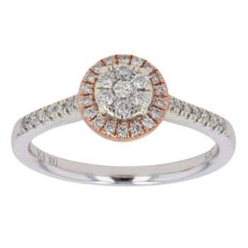 9ct White and Rose Gold 0.25ct Brilliant Cut Diamond Cluster Ring