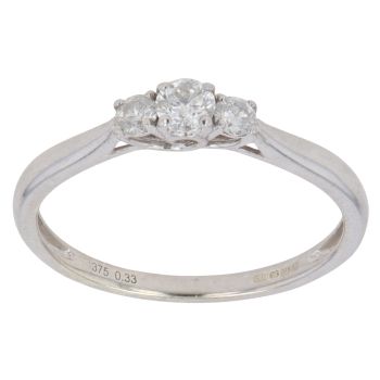 9ct White Gold 0.33ct Brilliant Cut Diamond Trilogy Ring