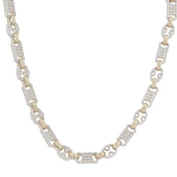 9ct Yellow Gold Cubic Zirconia Stars and Bars Chain 22"
