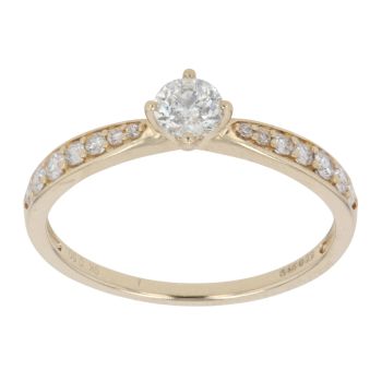 9ct Yellow Gold 0.50ct Brilliant and Single Cut Diamond Solitaire Ring
