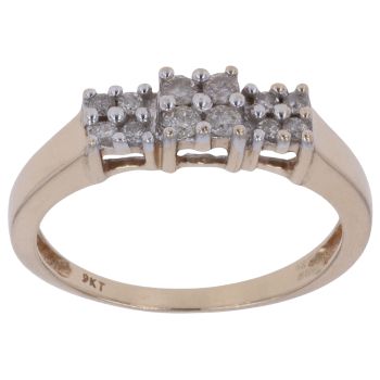 9ct Yellow Gold 0.20ct Brilliant Cut Diamond Cluster Ring