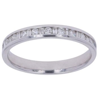 14ct White Gold 0.30ct Brilliant And Baguette Cut Diamond Fancy Ring