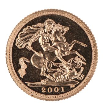 2001 Elizabeth II Fourth Portrait UK Half Sovereign Coin