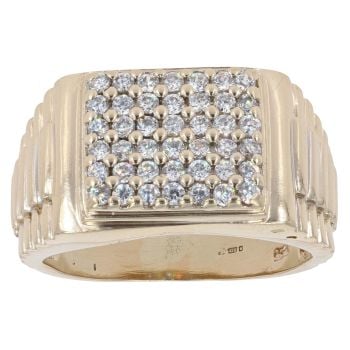 9ct Yellow And White Gold Cubic Zirconia Cluster Ring