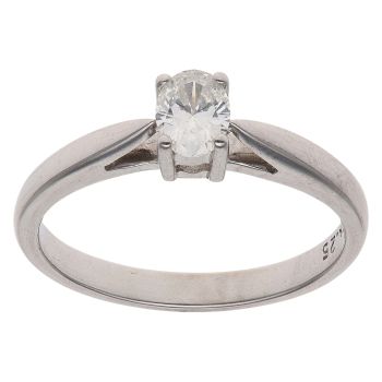 18ct White Gold 0.25ct Oval Cut Diamond Solitaire Ring