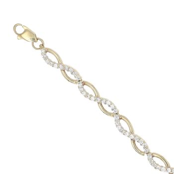 9ct Yellow Gold Cubic Zirconia Wave Bracelet 7"