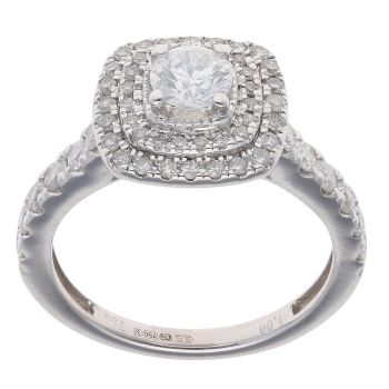 18ct White Gold 1.00ct Diamond Cluster Ring
