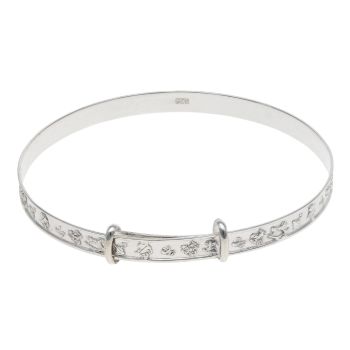 Silver Child's Nursery Rhyme Expanding Bangle By Icesia