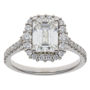 Platinum 2.50ct Brilliant and Emerald Cut Diamond Solitaire Ring