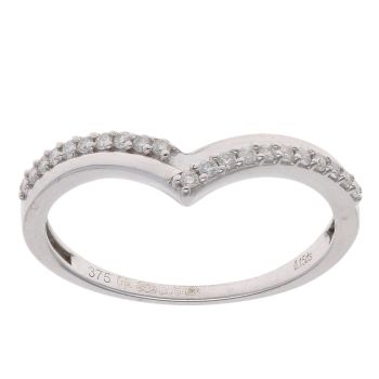 9ct White Gold 0.15ct Brilliant Cut Diamond Wishbone Ring