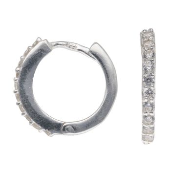 Silver Cubic Zirconia Huggie Hoop Earrings By Icesia