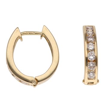 18ct Yellow Gold 1.00ct Brilliant Cut Diamond Hoop Earrings