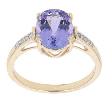 9ct Yellow Gold 0.05ct Diamond And Tanzanite Dress Ring