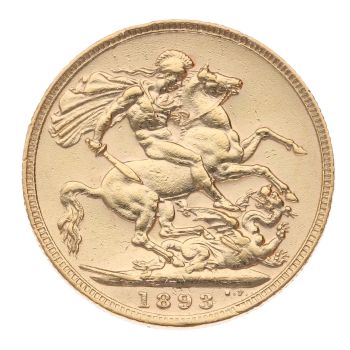 1893 Victoria Old Head UK Full Sovereign Coin