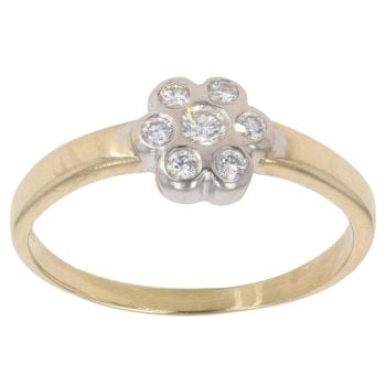 18ct Yellow And White Gold 0.20ct Brilliant Cut Diamond Cluster Ring