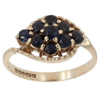 9ct Yellow Gold Sapphire Cluster Ring