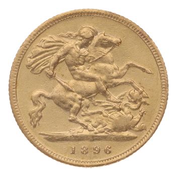 1896 Victoria Old Head UK Half Sovereign Coin