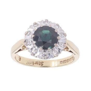 18ct Yellow Gold 0.10ct Diamond And Sapphire Cluster Ring