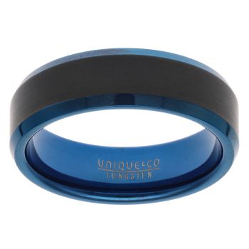 Unique & Co Tungsten And Carbide Blue And Black Wedding Ring