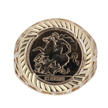 9ct Yellow Gold St George Coin Ring