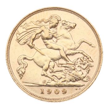 1909 Edward VII Large Head UK Half Sovereign Coin