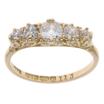 18ct Yellow Gold 1.00ct Brilliant Cut Diamond Five Stone Eternity Ring