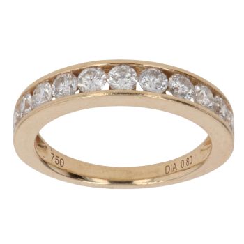 18ct Yellow Gold 0.80ct Brilliant Cut Diamond Half Eternity Ring